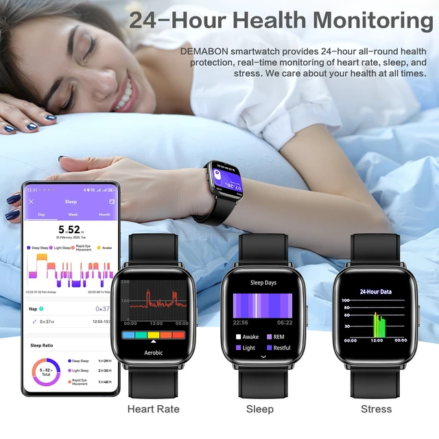 Alt view image 2 of 7 - Black SmartWatch for Women, 1.75" AMOLED & Da GPT AI Make Bluetooth Calls & Use Da Fit App. Track Bp, Heart Rate & Fitness Tracker. Reloj Inteligente Para Mujer (Ios & Android)