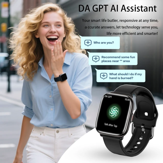 Alt view image 5 of 7 - Black SmartWatch for Women, 1.75" AMOLED & Da GPT AI Make Bluetooth Calls & Use Da Fit App. Track Bp, Heart Rate & Fitness Tracker. Reloj Inteligente Para Mujer (Ios & Android)