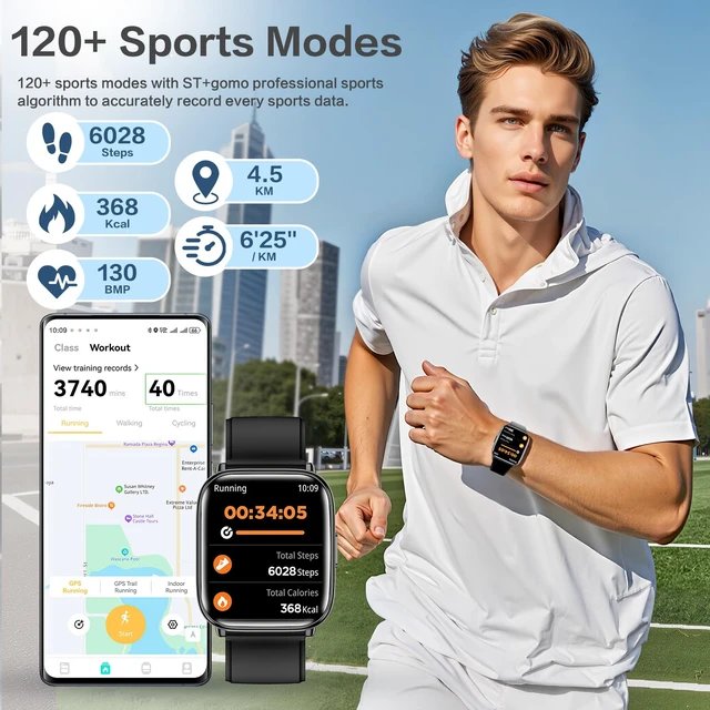 Alt view image 6 of 7 - Black SmartWatch for Women, 1.75" AMOLED & Da GPT AI Make Bluetooth Calls & Use Da Fit App. Track Bp, Heart Rate & Fitness Tracker. Reloj Inteligente Para Mujer (Ios & Android)