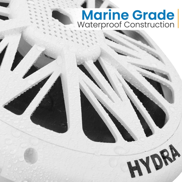 Alt view image 4 of 7 - Marine Speakers, Waterproof, Weather Resistant, 8 Inch Dual, 10 Inch Outer Frame, 300 Watt Power, Poly Carbon Cone, Cloth Surround, Includes Mounting Hardware and Wires, White, PLMR82