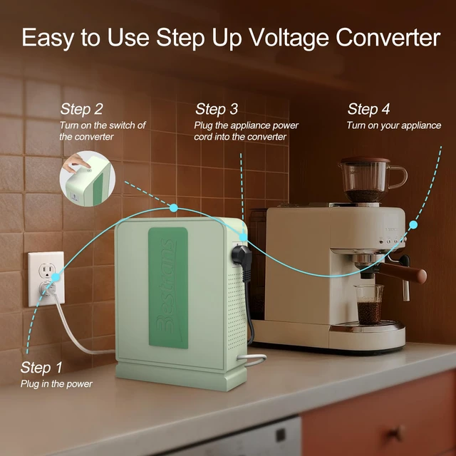 Alt view image 4 of 7 - 2000W Step Up Transformer 110v to 220v Converter, Heavy Duty Voltage Converter 110v-120v to 220v-240v with Dual Outlets, Overload Protection & Ultra-Quiet for Home Appliances, Light Green