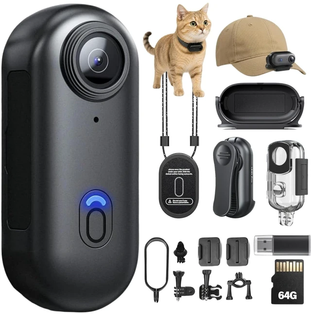 Main image of Body Camera 4K, POV Pro 4K,Wearable Camera with 360°Rotatable Clip & Magnetic Clip,120 Minutes for Recording,Take for Lecture, Traveling,Pet Walking and Outdoors Activities (4K-P-64G)