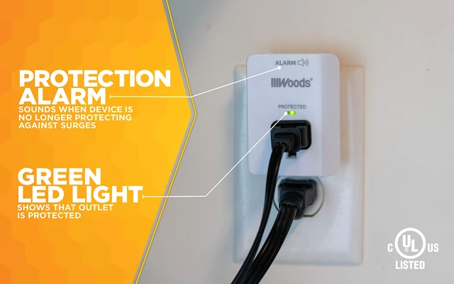 Alt view image 4 of 6 - Southwire Surge Protector - 1 Outlet - 1080J Appliance Surge Protection - LED Indicator Light and Alarm - Slim Space Saving Design - White - cULus Listed,(Pack of 6)