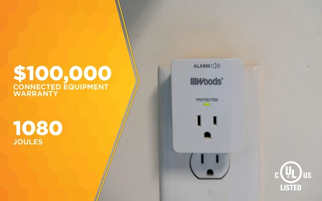 Alt view image 5 of 6 - Southwire Surge Protector - 1 Outlet - 1080J Appliance Surge Protection - LED Indicator Light and Alarm - Slim Space Saving Design - White - cULus Listed,(Pack of 6)