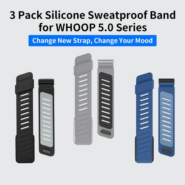 Alt view image 2 of 7 - 3 Pack Silicone SportFlex Bands Compatible with WHOOP 5.0/MG Band for Men Women - Soft, Breathable & Comfortable, Adjustable Waterproof Replacement Wristbands Straps- Not Compatible with Gen 4