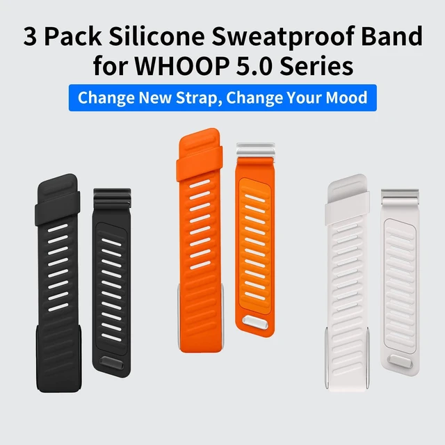 Alt view image 2 of 7 - 3 Pack Silicone SportFlex Bands Compatible with WHOOP 5.0/MG Band for Men Women - Soft, Breathable & Comfortable, Adjustable Waterproof Replacement Wristbands Straps- Not Compatible with Gen 4
