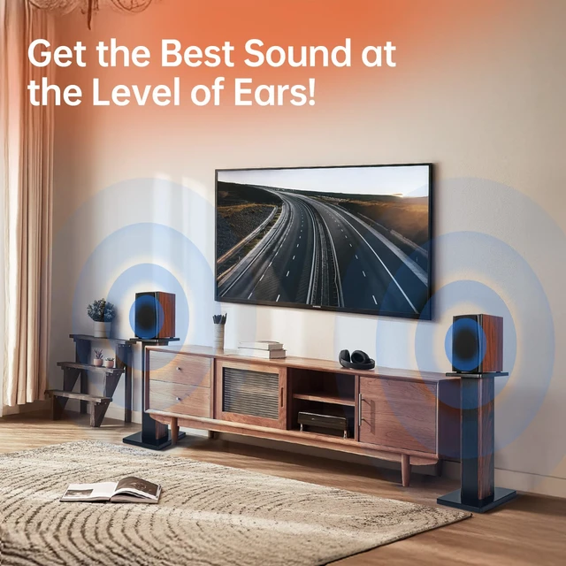 Alt view image 6 of 7 - Pair-24 Inch (60CM)-Wood Speaker Stands, 110lbs Weight Capacity for Home-Cinema HiFi Desktop and Satellite Speakers Monitor Stands, Enhanced Audio Listening Experience for Home Theaters