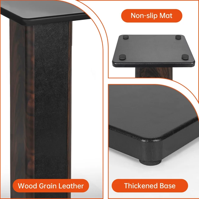 Alt view image 7 of 7 - Pair-24 Inch (60CM)-Wood Speaker Stands, 110lbs Weight Capacity for Home-Cinema HiFi Desktop and Satellite Speakers Monitor Stands, Enhanced Audio Listening Experience for Home Theaters