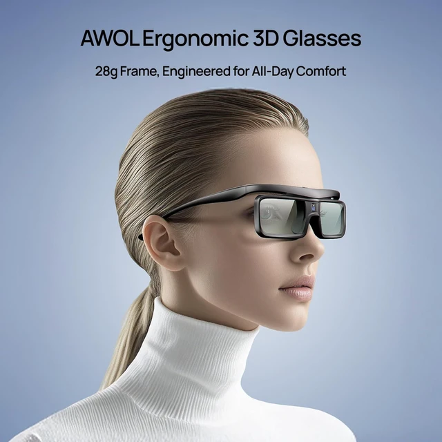 Alt view image 4 of 7 - DLP Link 3D Glasses, Rechargeable Active Shutter Eyewear compatible LTV-2500, LTV-3500, Vanish TV & other DLP-LINK 3D projectors (1 Pack)