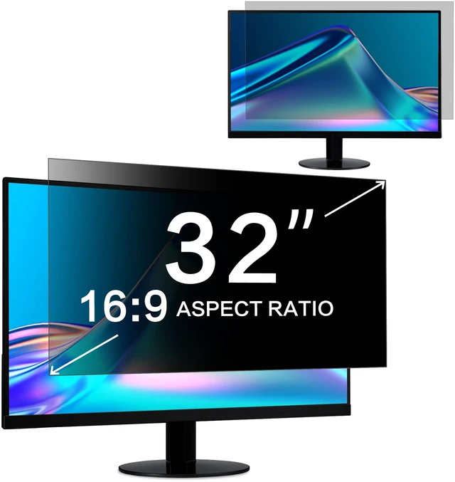Main image of 32 Inch Computer Privacy Screen Filter for 16:9 Widescreen Computer Monitor 27.87"x15.66", Removable Computer Screen Privacy Shield and Anti Blue Light Anti Glare Screen Protector