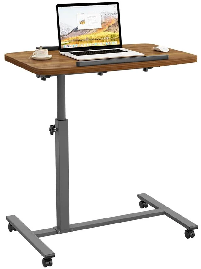 Main image of Laptop Table Mobile Adjustable Height Portable Desk Notebook Swivel PC Computer Rolling Desk with Wheels, Laptop Stand for Couch Bedside Hospital Bed Table