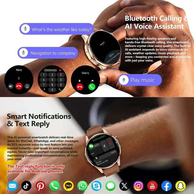 Alt view image 4 of 7 - Smart Watch for Men Built-in GPS(Answer/Make Call/Text), 1.46" AI Smartwatch for Android Phones/iPhone, 100+ Sport Mode Fitness Tracker with Health/Sleep Monitor, Compass/Barometer/Altitude(2 Straps)
