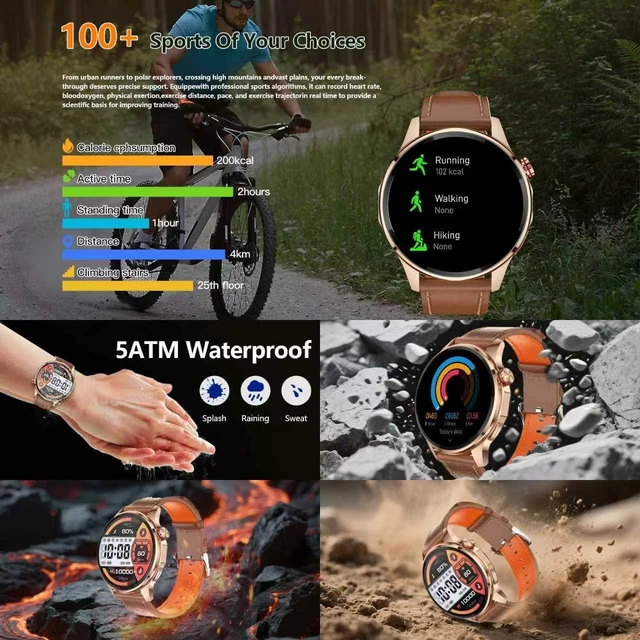 Alt view image 6 of 7 - Smart Watch for Men Built-in GPS(Answer/Make Call/Text), 1.46" AI Smartwatch for Android Phones/iPhone, 100+ Sport Mode Fitness Tracker with Health/Sleep Monitor, Compass/Barometer/Altitude(2 Straps)