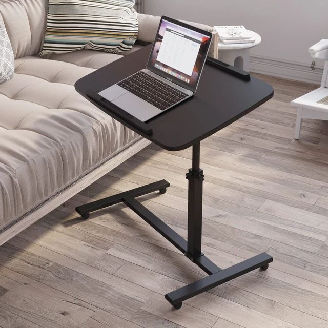 Alt view image 7 of 7 - Laptop Table Mobile Adjustable Height Portable Desk Notebook Swivel PC Computer Rolling Desk with Wheels, Laptop Stand for Couch Bedside Hospital Bed Table