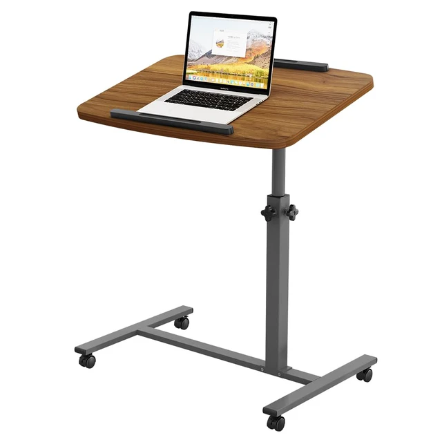 Alt view image 2 of 7 - Laptop Table Mobile Adjustable Height Portable Desk Notebook Swivel PC Computer Rolling Desk with Wheels, Laptop Stand for Couch Bedside Hospital Bed Table
