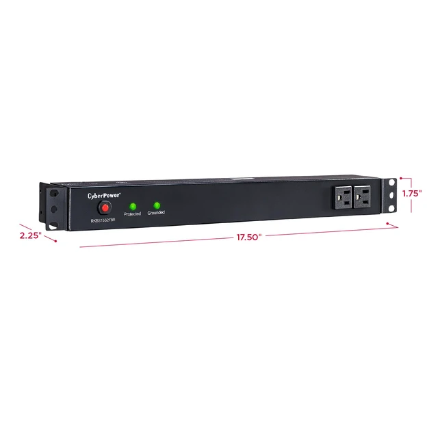 Alt view image 6 of 7 - RKBS15S2F8R Rackbar Surge Protector 120V/15A, 10 Outlets, 15 Foot Power Cord, 1U Rackmount, UL Listed