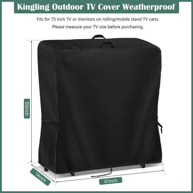 Alt view image 2 of 7 - Outdoor TV Cover 67 Inch Weatherproof for 75 Inch TV Waterproof Outdoor TV Stand Covers For Mobile TV Carts Stand, TV Screen Protection Covers For Outside- 67L x 14W x 55H