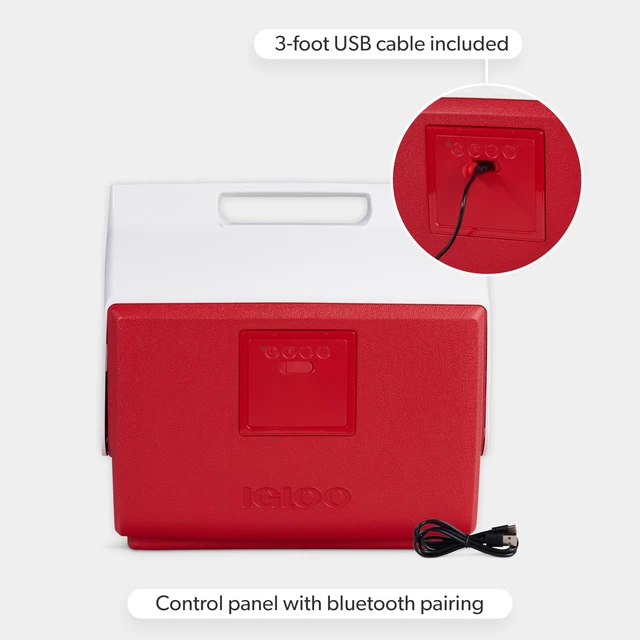Alt view image 3 of 7 - Kool Tunes Retro Bluetooth Boombox Cooler, 14 Qt Playmate Cooler with Speakers