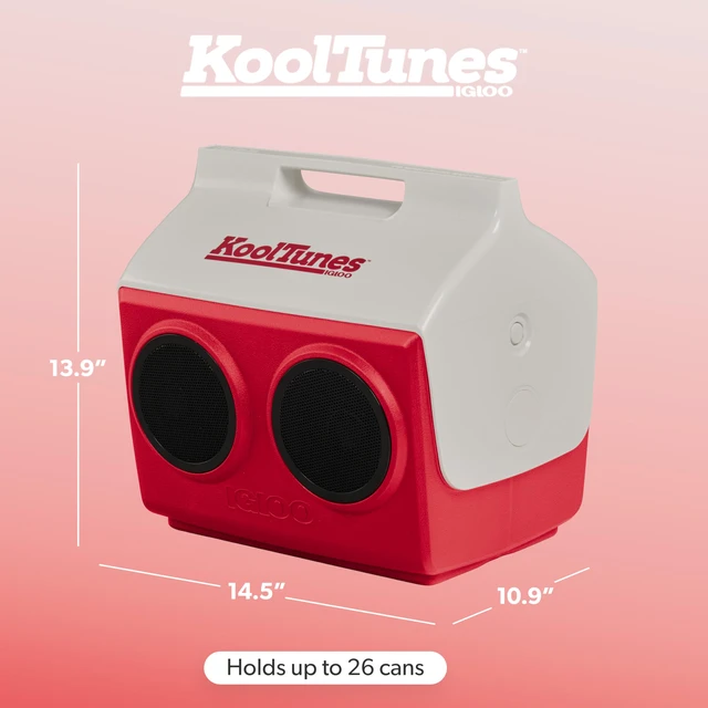 Alt view image 5 of 7 - Kool Tunes Retro Bluetooth Boombox Cooler, 14 Qt Playmate Cooler with Speakers
