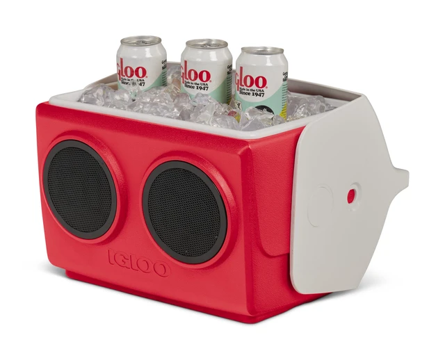 Alt view image 7 of 7 - Kool Tunes Retro Bluetooth Boombox Cooler, 14 Qt Playmate Cooler with Speakers