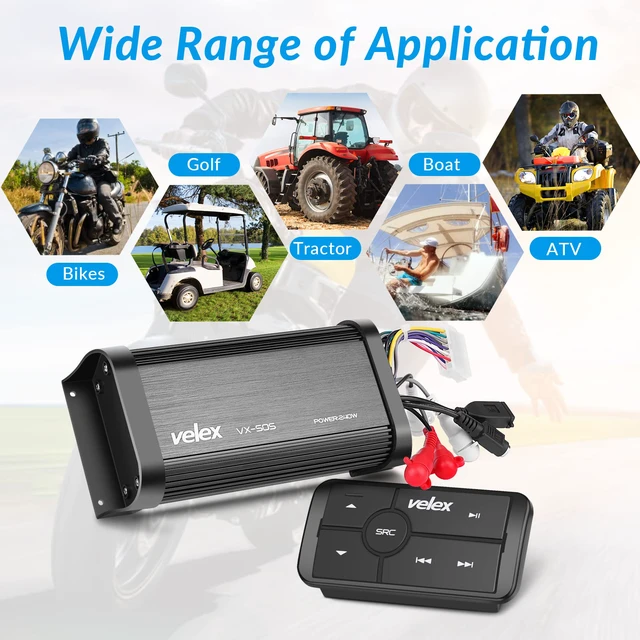 Alt view image 5 of 7 - Marine Bluetooth Amplifier Waterproof Class D Amp UTV Amp 4 Channel with Controller for Boat Golf Motorcycle Hidden Installation