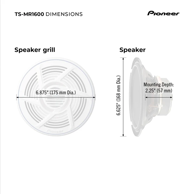 Alt view image 6 of 6 - TS-MR1600 6.5" Marine Speakers for Boats 100W Max Water Resistant, UV Protected Boat Speakers for Outdoor, Marine, All Purpose