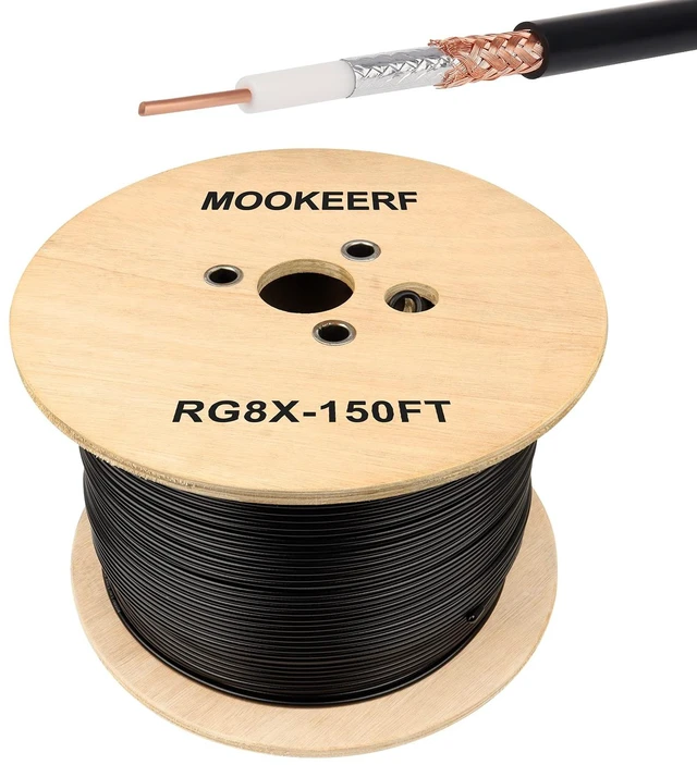 Main image of RG8X Coaxial Cable 150ft,Low Loss 50 ohm RG 8X Cable 150 Feet,Black