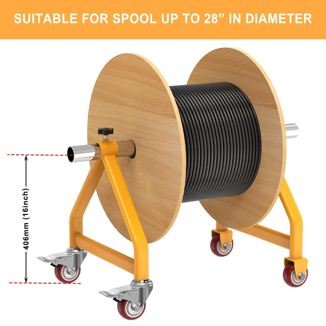Alt view image 7 of 7 - Wire Spool Rack Holder 220LB Capacity Cable Caddy for Spool (No Rod) Full Carbon Steel Frame,Scratch-Resistant Powder Coat Finish,Folds Flat for Compact Storage, Lightweight