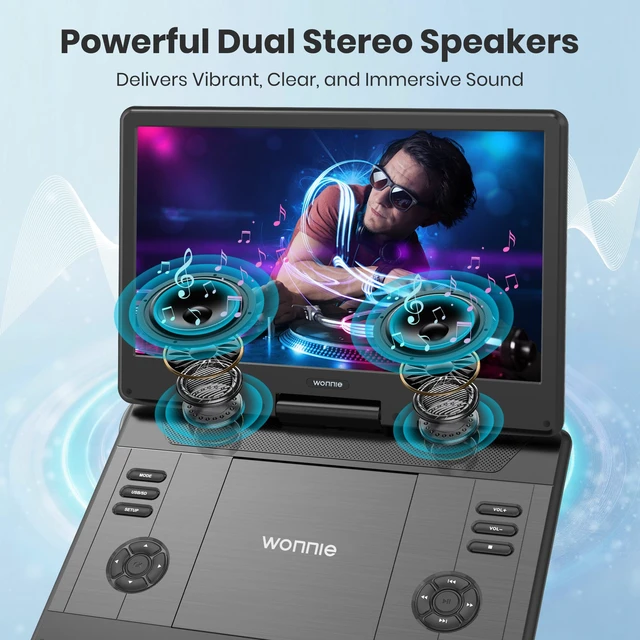 Alt view image 4 of 7 - 16.5" Portable DVD Player with 14.1" Large HD Swivel Screen, 6 Hours Rechargeable Battery, DVD Player Portable Support MP4, MKV Video & USB/SD Card/Sync TV, High Volume Speaker, All Regions