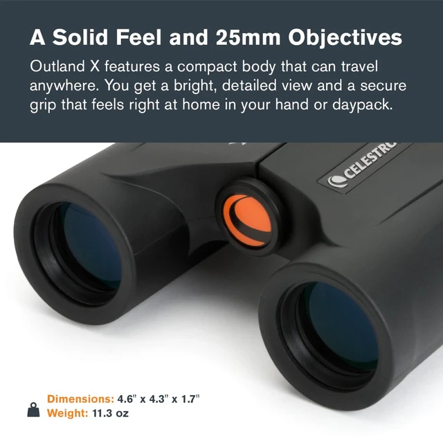 Alt view image 2 of 7 - Outland X 10x25 Compact Binoculars for Hiking & Travel Pocket-Sized Performance Binocular, 10x Magnification, Rubber-Armored Body, Waterproof, BaK-4 Prisms, Multi-Coated Optics