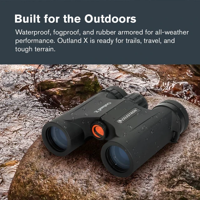 Alt view image 7 of 7 - Outland X 10x25 Compact Binoculars for Hiking & Travel Pocket-Sized Performance Binocular, 10x Magnification, Rubber-Armored Body, Waterproof, BaK-4 Prisms, Multi-Coated Optics