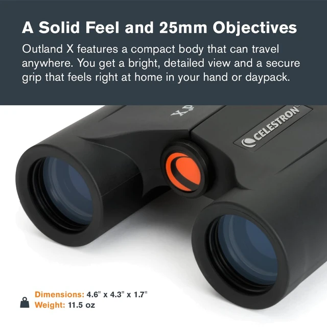 Alt view image 2 of 7 - Outland X 8x25 Pocket Binoculars for Travel & Sports Pocket-Sized Performance Binocular, 8x Magnification, Rubber-Armored Body, Waterproof, BaK-4 Prisms, Multi-Coated Optics