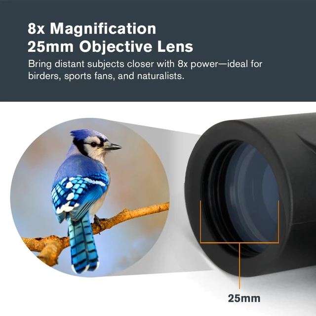Alt view image 3 of 7 - Outland X 8x25 Pocket Binoculars for Travel & Sports Pocket-Sized Performance Binocular, 8x Magnification, Rubber-Armored Body, Waterproof, BaK-4 Prisms, Multi-Coated Optics