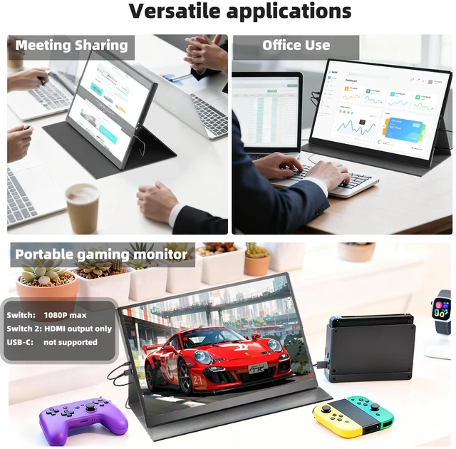 Alt view image 7 of 7 - 16" Portable Gaming Monitor 144Hz 1920x1200 IPS HDR USB-C Ultra-Smooth Gaming Monitor Low Blue Light & Flicker-Free Second Screen for Laptop MacBook PC PS5 Xbox Switch