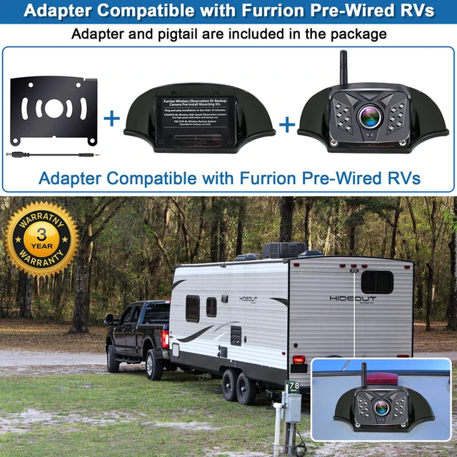 Alt view image 2 of 7 - RV Backup Camera Wireless HD 1080P Waterproof Dual Antennas Digital Signals Rear View System for Trailers Trucks Motorhomes 4 Channels 7'' Touch Key DVR Monitoring Night Vision R12