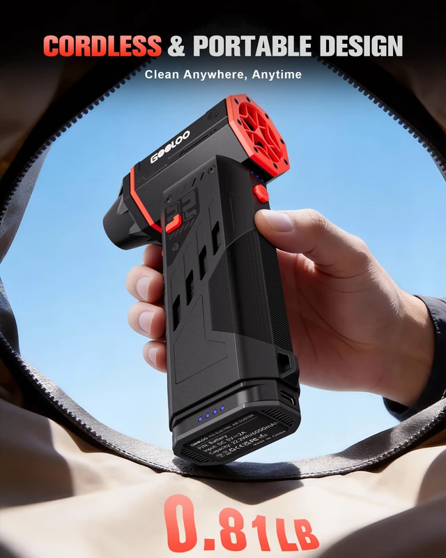 Alt view image 7 of 7 - F5S Compressed Air Duster, 180000RPM Super Power, 3-Speed Adjustable 4 Nozzles, Deep Cleaning for PC, Keyboard, Car&Home, Rechargeable Electric Handheld Blower Replaces Canned Air