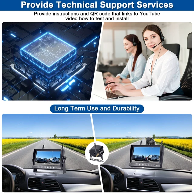 Alt view image 6 of 7 - RV Backup Camera Wireless HD 1080P Waterproof Dual Antennas Digital Signals Rear View System for Trailers Trucks Motorhomes 4 Channels 7'' Touch Key DVR Monitoring Night Vision R12