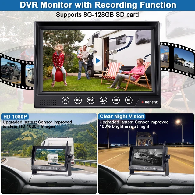 Alt view image 5 of 7 - RV Backup Camera Wireless HD 1080P Waterproof Dual Antennas Digital Signals Rear View System for Trailers Trucks Motorhomes 4 Channels 7'' Touch Key DVR Monitoring Night Vision R12