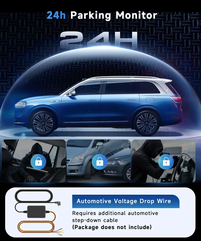 Alt view image 5 of 7 - 4 Channel 360 Dash Cam Front Rear Inside Left Right 3 Inch 2K Car Dash Camera with WiFi Night Vision Motion Detection 24H Parking Mode Loop Recording Reverse Monitor Without 64G TF Card