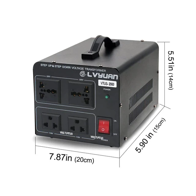 Alt view image 7 of 7 - Voltage Transformer Converter 2000 Watt Step Up/Down Convert from 110-120 Volt to 220-240 Volt and from 220-240 Volt to 110-120 Volt