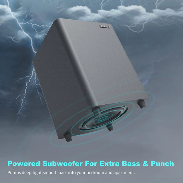 Alt view image 2 of 7 - Subwoofer, 6.5" Powered Home Audio Sub Woofer in Compact Design Down Firing Woofer, Active Small Sub, LFE/ RCA/ High Speaker Level Port for Home Theater, Black, SW65C