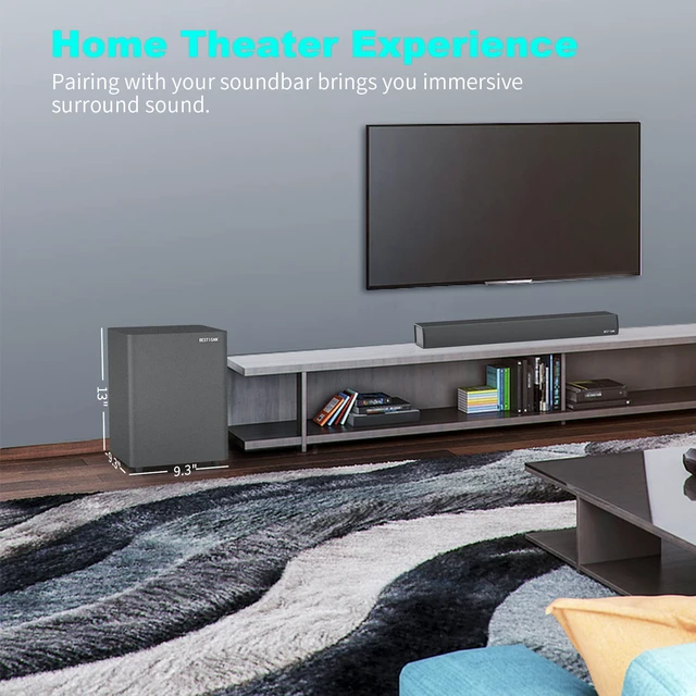 Alt view image 6 of 7 - Subwoofer, 6.5" Powered Home Audio Sub Woofer in Compact Design Down Firing Woofer, Active Small Sub, LFE/ RCA/ High Speaker Level Port for Home Theater, Black, SW65C