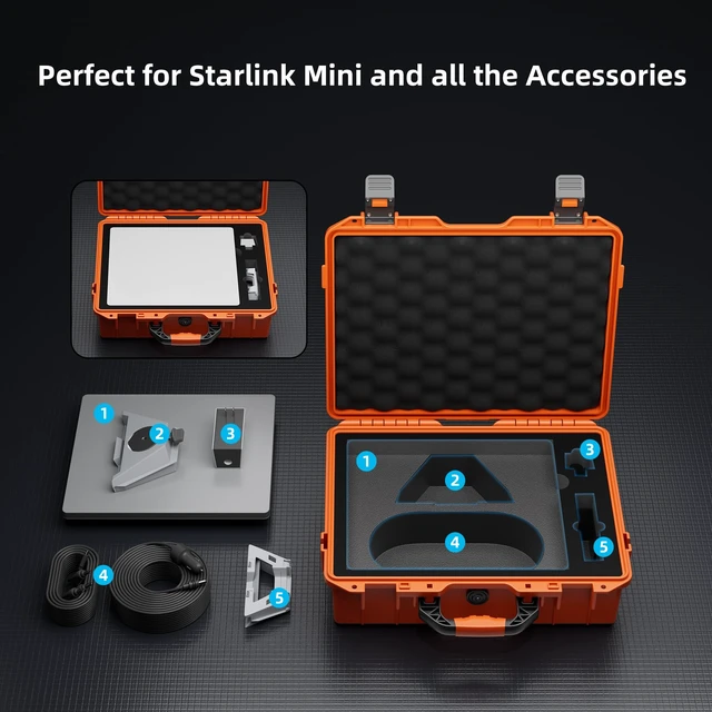 Alt view image 2 of 6 - Starlink Mini Case IP67, Dual Lock for Outdoor (Orange) Starlink Mini Bag; Starlink Mini Hard Case Dual Lock + Padlock-Ready; Air Valve;Foam interior; for Camping/Hiking