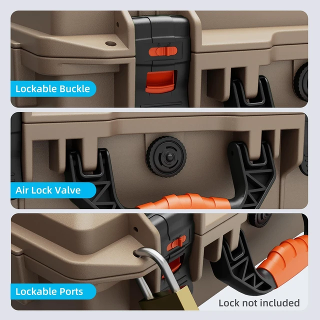Alt view image 5 of 6 - Starlink Mini Hard Case, Khaki Waterproof Shockproof Travel Bag for Starlink Mini Accessories, Internal Soft Foam Padding to Prevent Shocks & Scratches, Portable Carrying