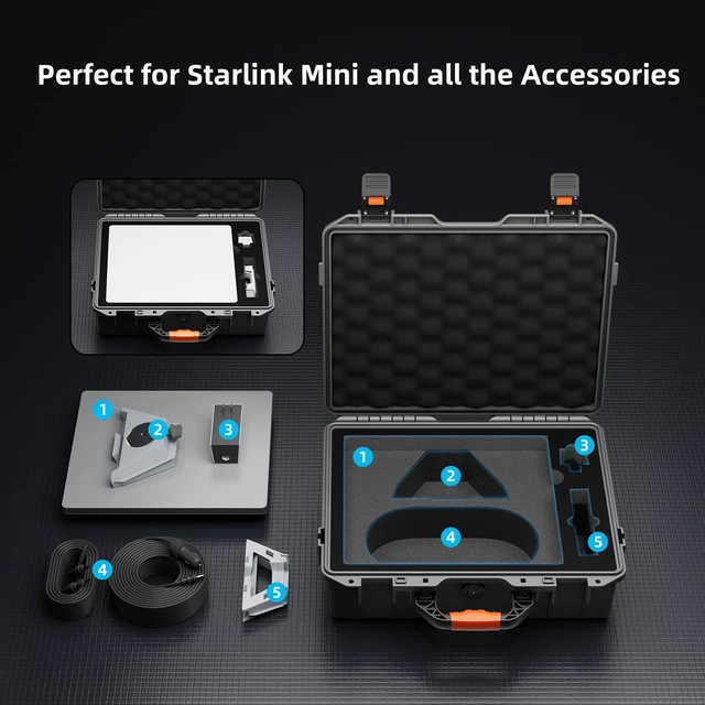 Alt view image 2 of 6 - Starlink Mini Case Hard Shell Travel Bag Grey,Waterproof Shockproof Protective Storage Box for Starlink Mini Accessories,Durable Portable Hard Case for Outdoor Camping and Hiking