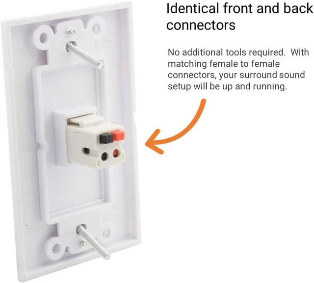 Alt view image 2 of 2 - 25 Pack Spring Loaded Speaker Keystone Jack, Female to Female Spring Loaded Speaker Keystone Jack for Home Theater Wall Plates, Female to Female Audio Connector, White, 25 Pack
