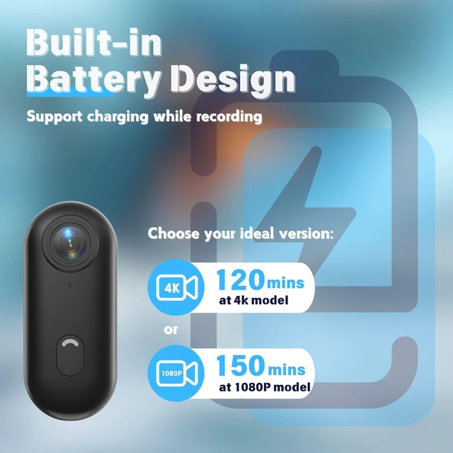 Alt view image 6 of 7 - 128G Body Camera, Thumb Size Cam,Wearable Camera with 360°Rotatable Clip & Magnetic Clip,150 Minutes for Recording,Take for Lecture,Traveling,Pet Walking,Outdoors Activities (1080P-B-128G)