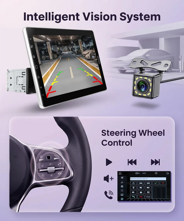 Alt view image 5 of 6 - 10.1 inch Single Din Car Stereo Radio CarPlay Android Auto Mirror Link, Detachable IPS Touch Screen Car Radio with Bluetooth FM/EQ/USB/SWC/MIC Car Audio Receiver AHD Backup Camera
