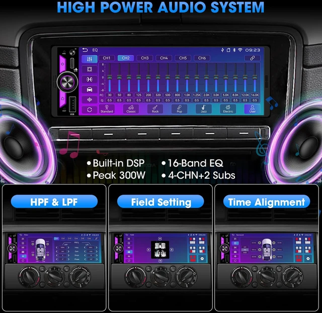 Alt view image 4 of 7 - Wireless Single Din CarPlay Stereo: 6.5" Android Auto Touchscreen Car Radio Incell Display 300W 4.2 CHN 2 Subwoofer Outputs Bluetooth USB Type-C Fast Charge SWC