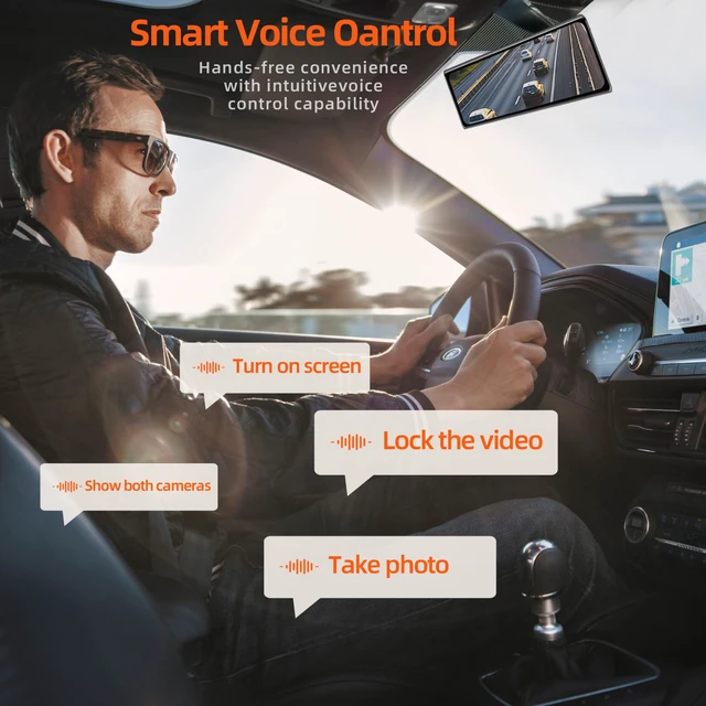 Alt view image 2 of 7 - 12" Mirror Dash Cam Front and Rear, 4K Dual Dashcam for Cars with Voice Control, WiFi ADAS&BSD&LCA, GPS, Reverse Assist, G-Sensor, 24 Parking Monitor, Free 64GB Card